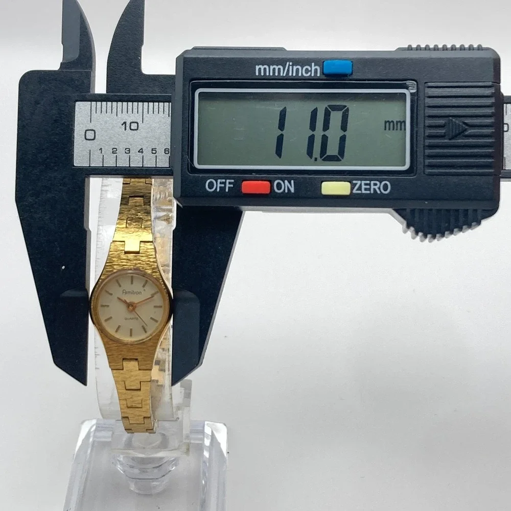 Vintage Armitron Womens Watch 11mm Gold Tone Petite Round New Battery 7